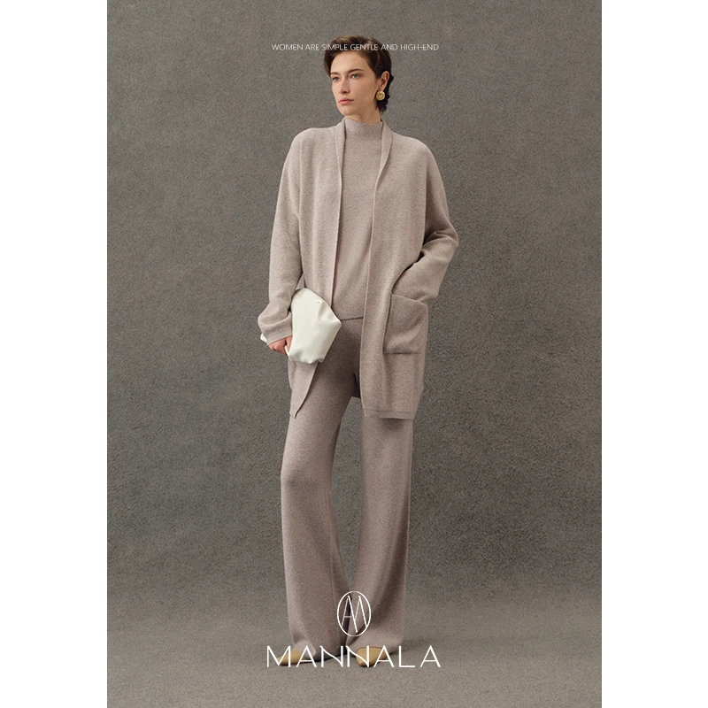 MANNALA丨“温柔乡”超细美利奴极简苣软Row宽松毛衣套装Q4196