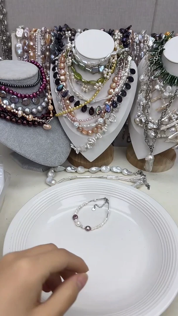 颈饰银S925镀金镶嵌淡水珍珠1