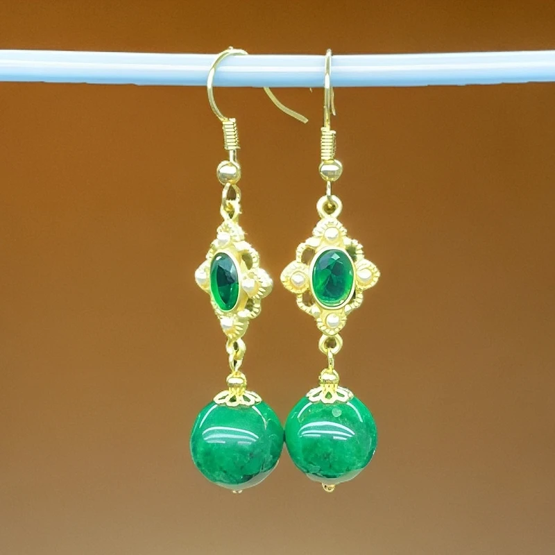 合金石英石耳饰 （珠径约12mm）原创气质款精致长款时尚耳饰200耳环