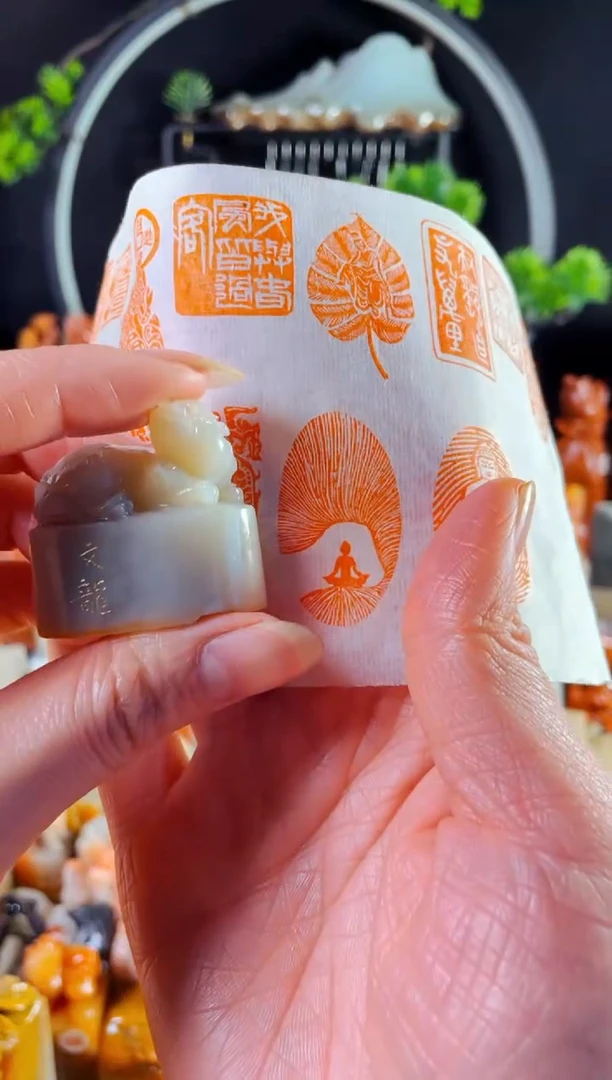 老挝石印石手工篆刻《禅意佛造像》