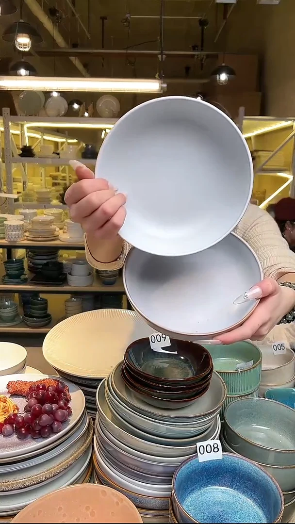 瓷92外贸尾货高温釉下彩陶瓷餐具默认微瑕