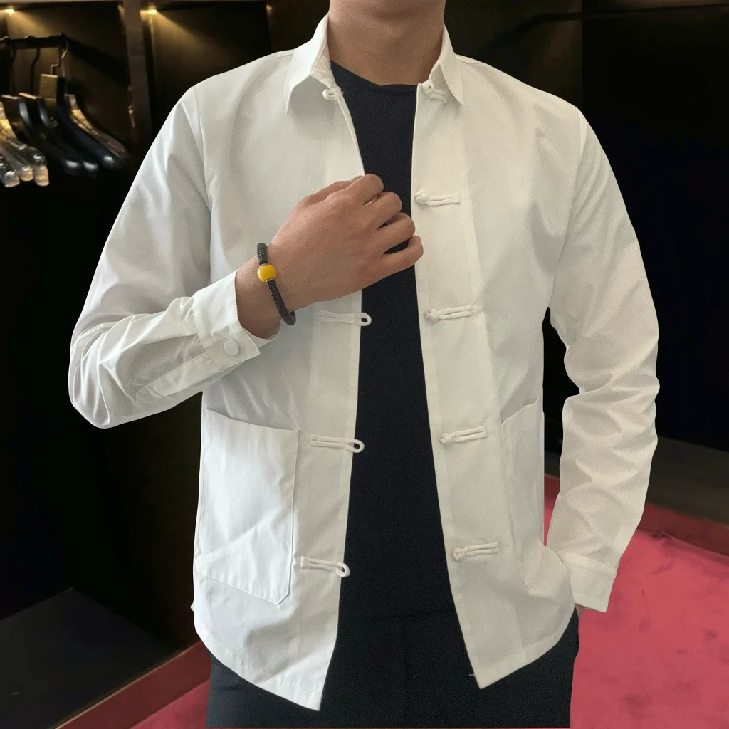 2025夏季新款唐装外套薄款透气百搭修身中国风夹克新中式复古盘扣