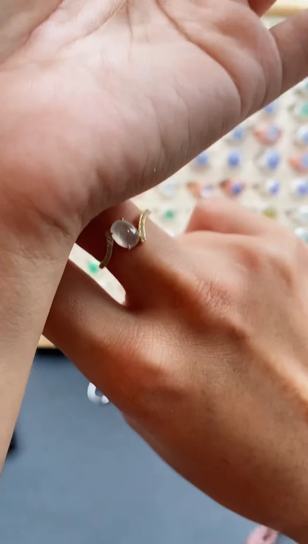 【闪购商品】翡翠戒指银S925镶嵌缅甸天然A货翡翠111 10+6