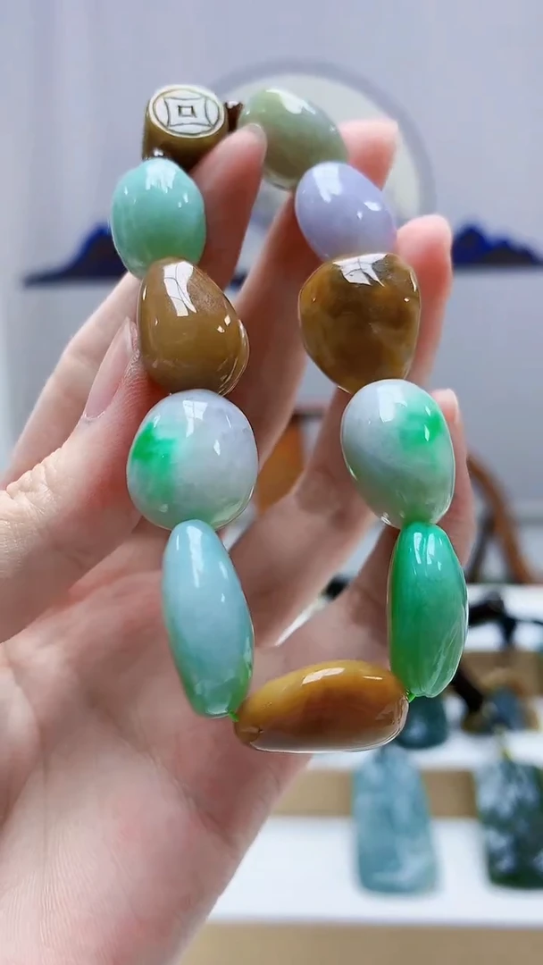 未镶嵌定制翡翠5028zm-毛货手串219