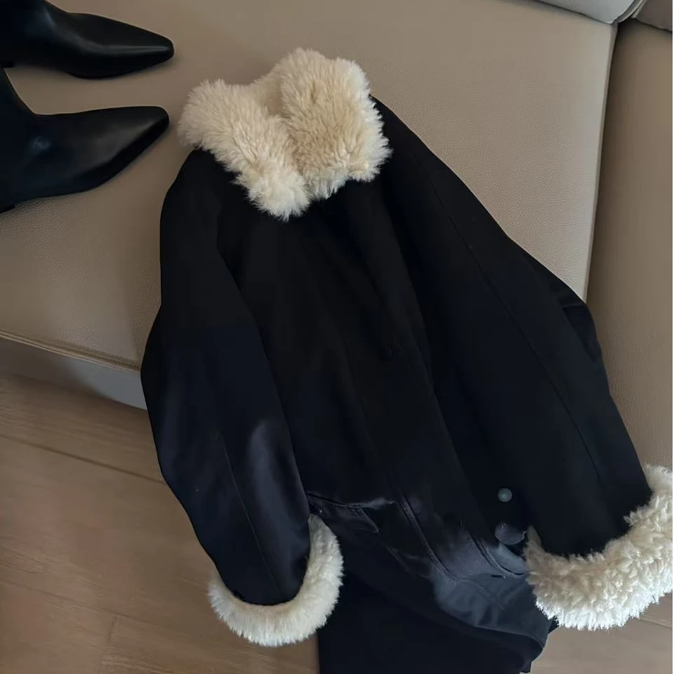 高品质韩系圈圈毛大口袋羽绒服
