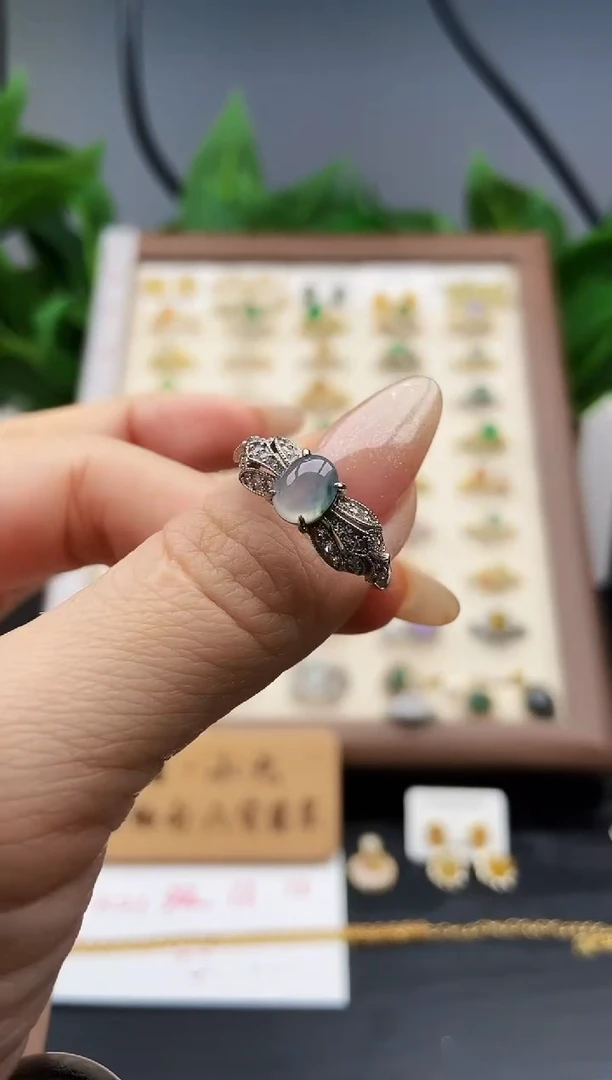 银S925镶嵌戒指翡翠12