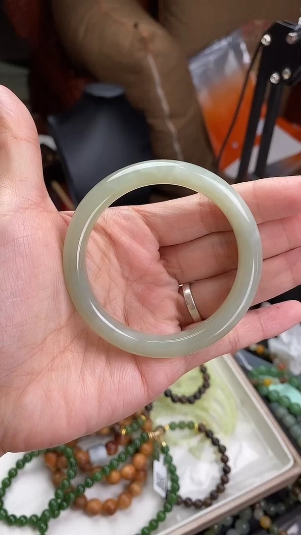 未镶嵌手镯和田玉（糖玉）紫*晶和田玉青海料手镯56mm