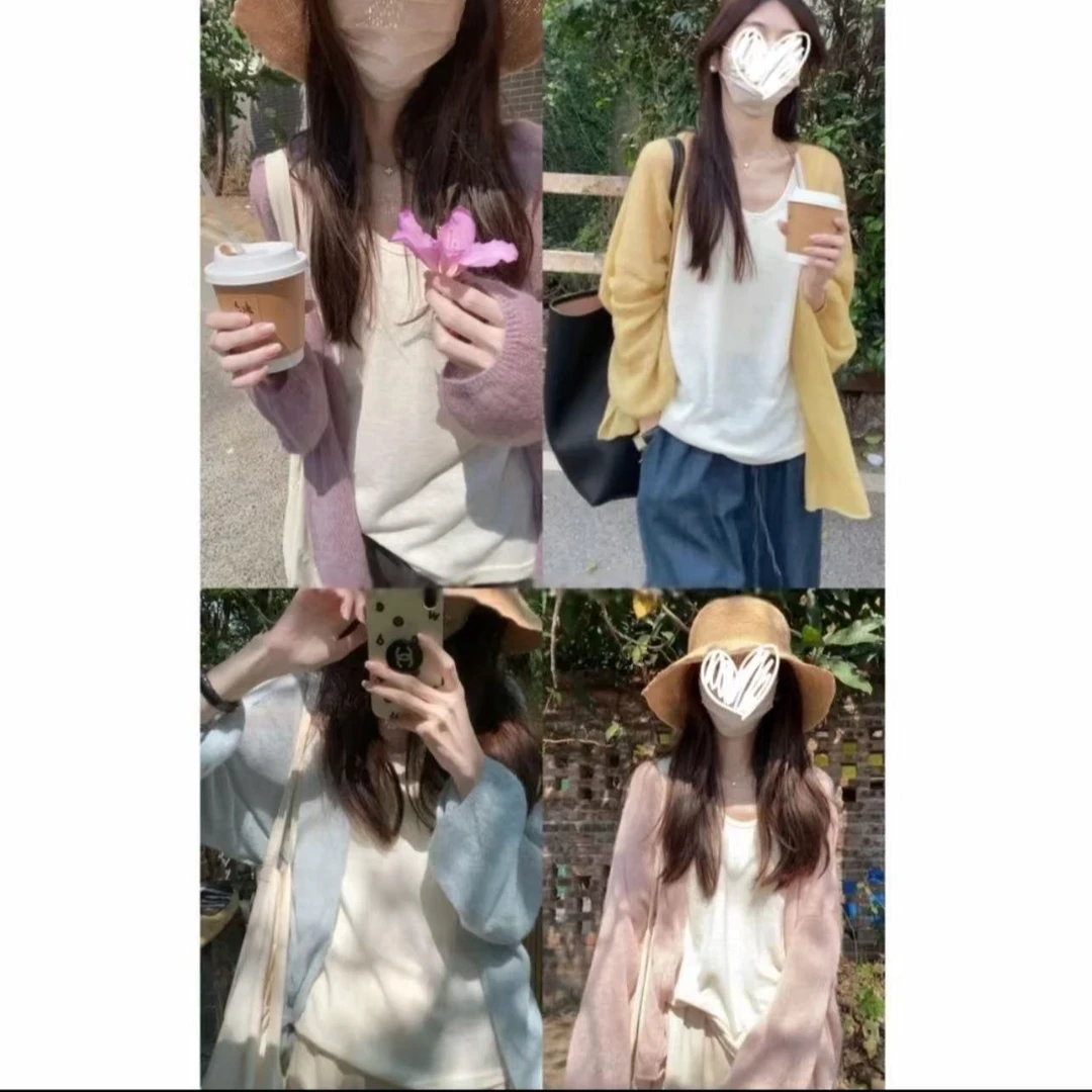 奶油衫新款灯笼袖空调衫夏季薄款开衫毛衣针织宽松百搭显瘦上衣女