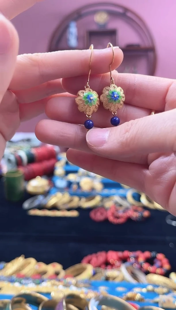 非遗 花丝镶嵌 耳环 花蕊