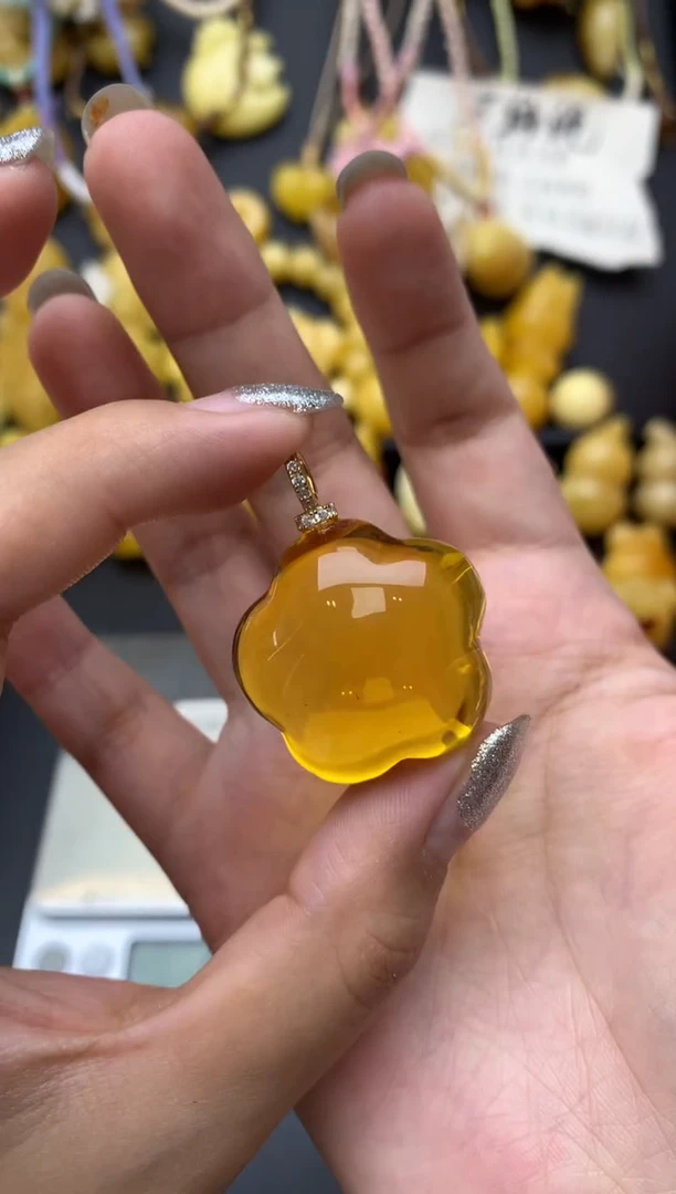 银S925镶嵌琥珀珠宝奇石109琥珀蜜蜡微瑕