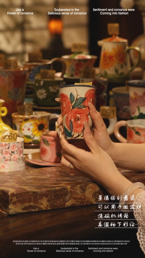 陶瓷景德镇高温手绘釉下彩设计师款式