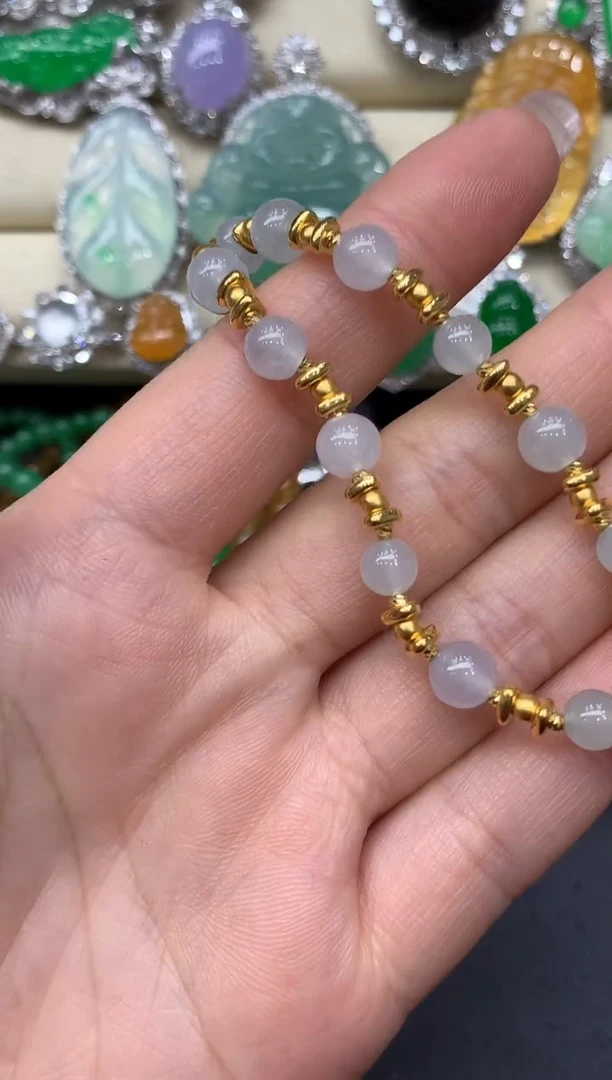 未镶嵌手串翡翠378-雪姐翡翠天天见