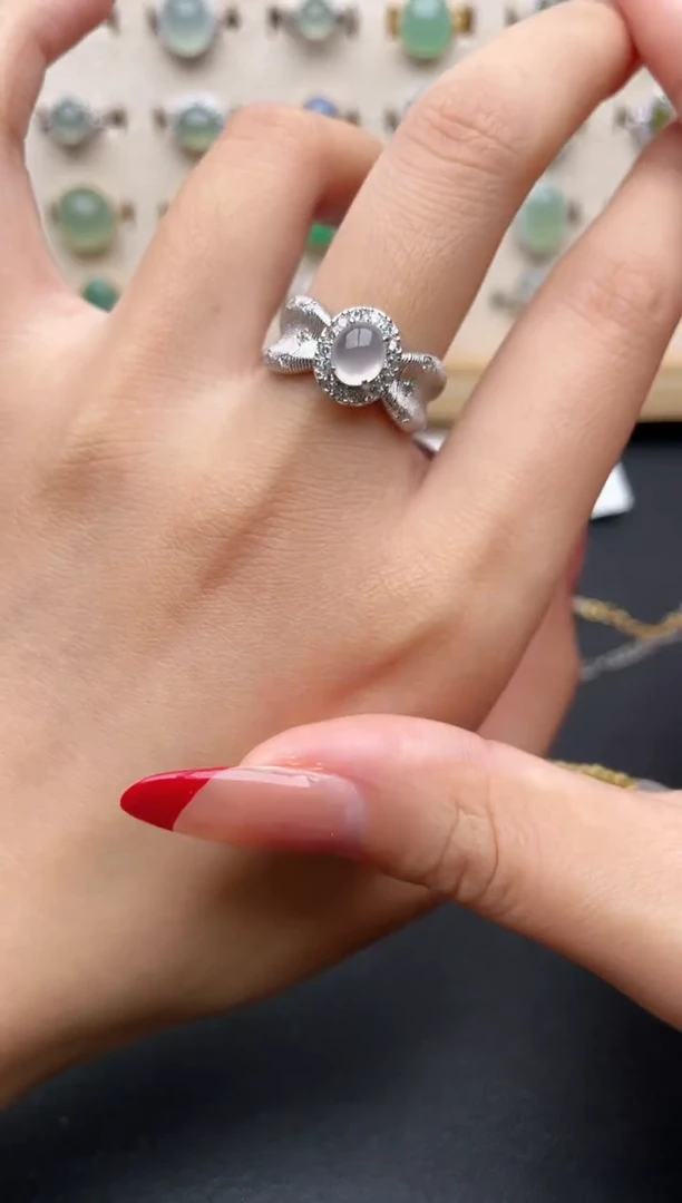 【闪购商品】翡翠戒指银S925镶嵌一物一证一礼盒