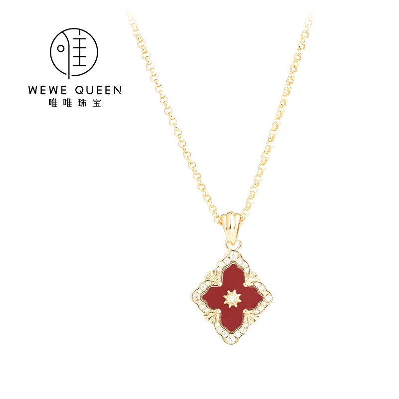 铜合金项链 WEWE/唯唯【复古阿罕布拉】经典幸运菱形项链 ww24x0019