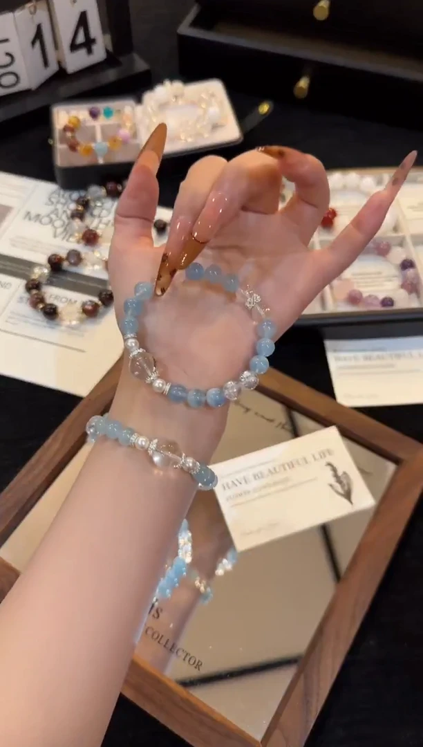 合金手链水晶海蓝宝x2969