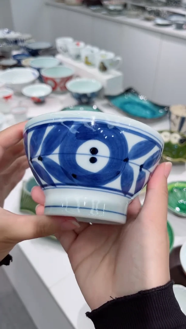 瓷片木叶饭碗（蓝）