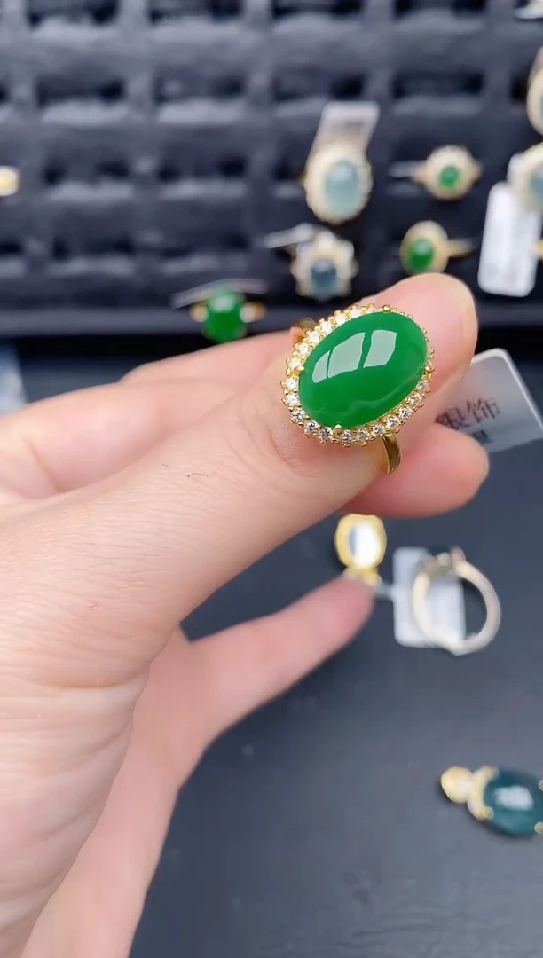 银S925镶嵌戒指翡翠天然a货翡翠312