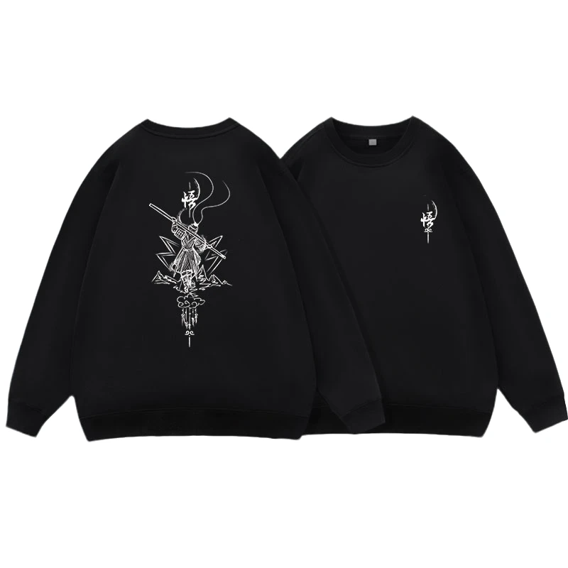 特大码300斤国潮男士圆领卫衣设计2025年新款宽松春秋季长袖外套