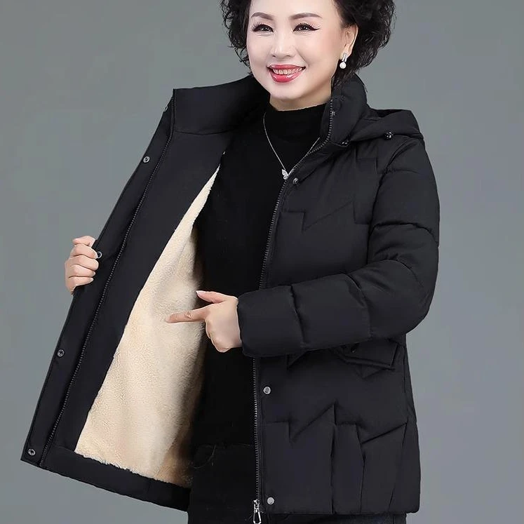 2025新款气质减龄妈妈棉服加绒加厚保暖冬季女装抗风保暖母亲棉袄