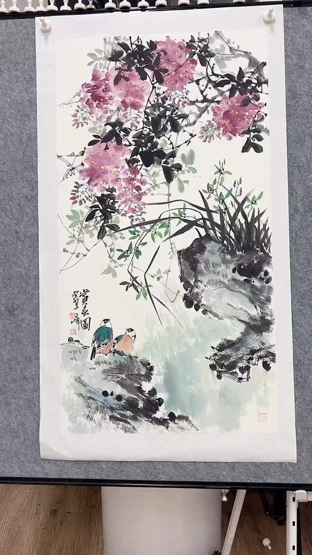 国画李文峰4.5平尺花鸟