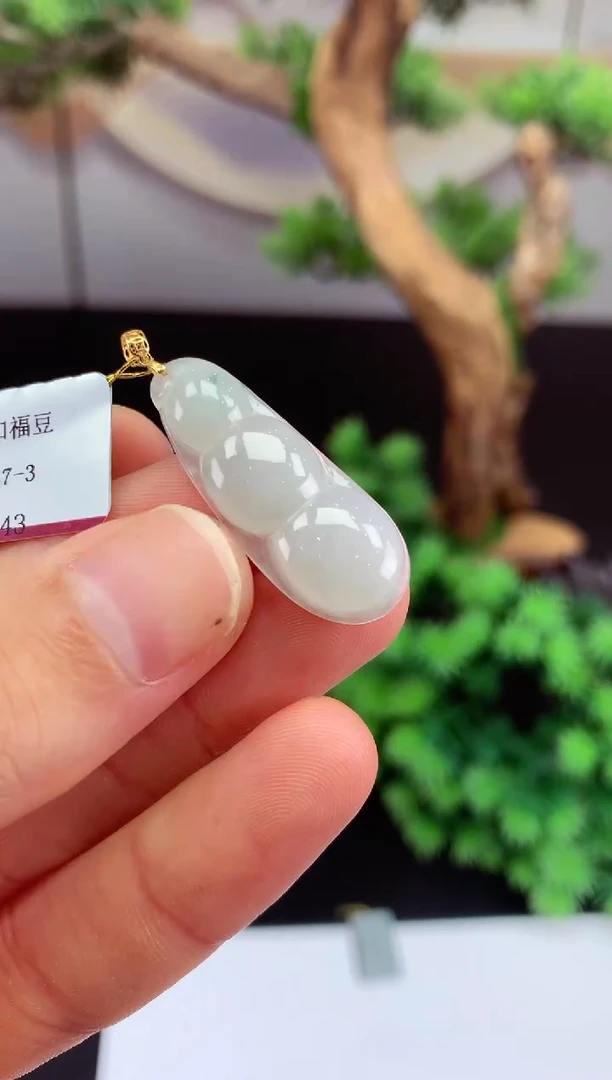 吊坠(不含链)银S925镶嵌翡翠豆子多样性发其一@@CMT737-3