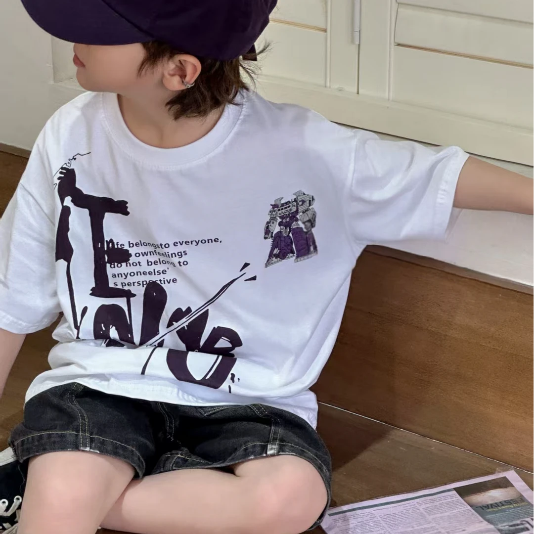 （夏K80）儿童夏季新款透气吸汗宽松舒适上衣裤子套装组合