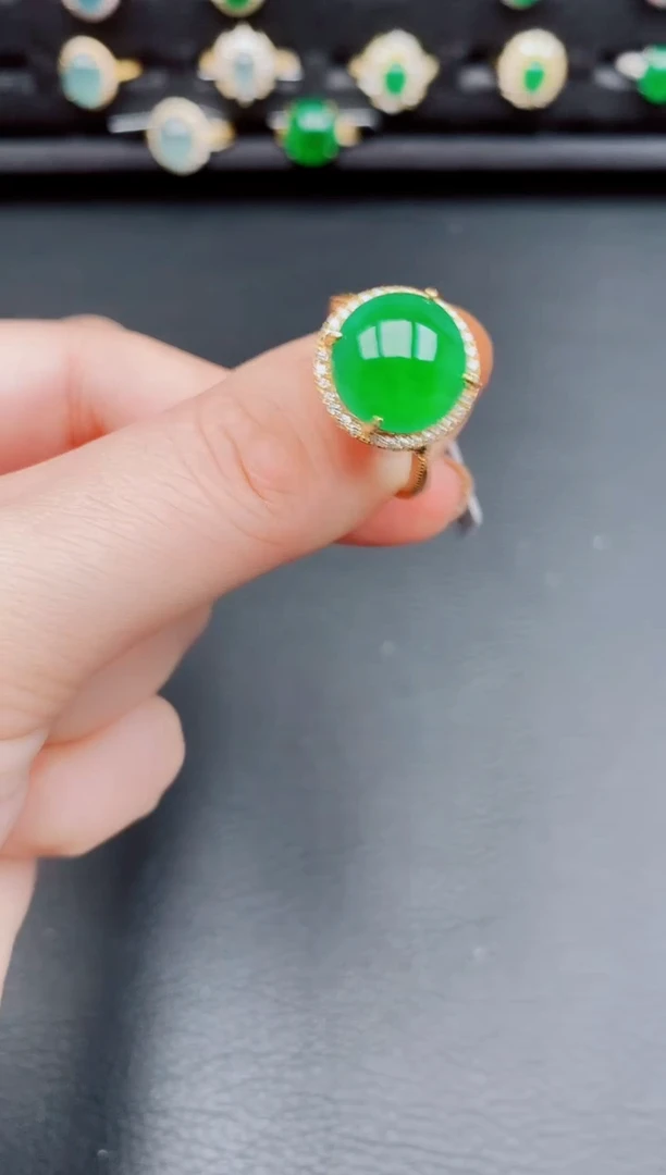 【闪购商品】翡翠戒指银S925镶嵌天然a货翡翠174