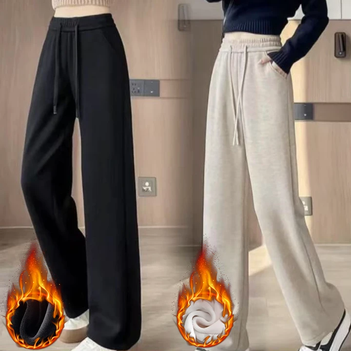 【新年升级版】809加绒加厚高腰窄版直筒阔腿冬季休闲裤百搭