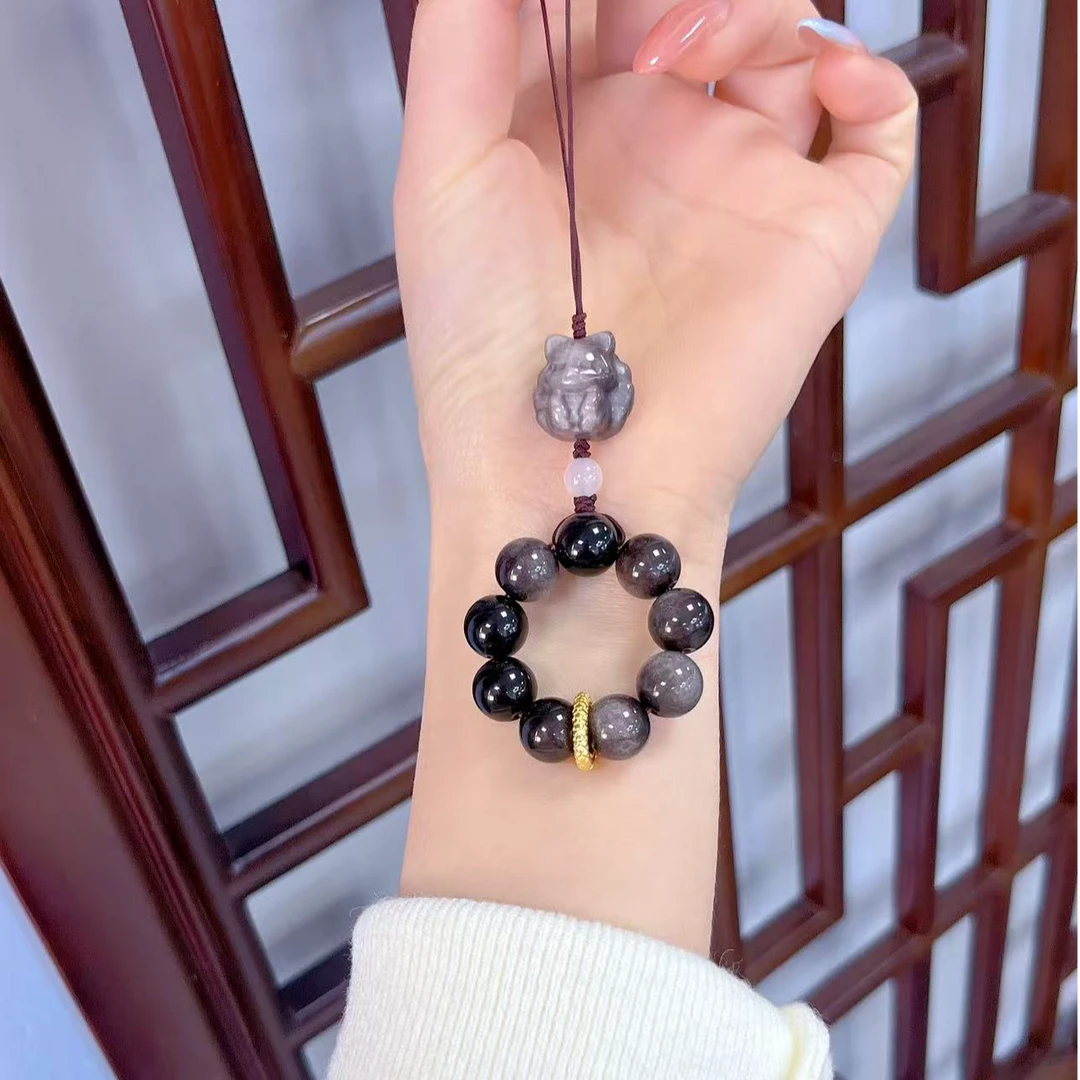 【莹莹专属】天然珠宝黑曜石九尾狐挂M4172