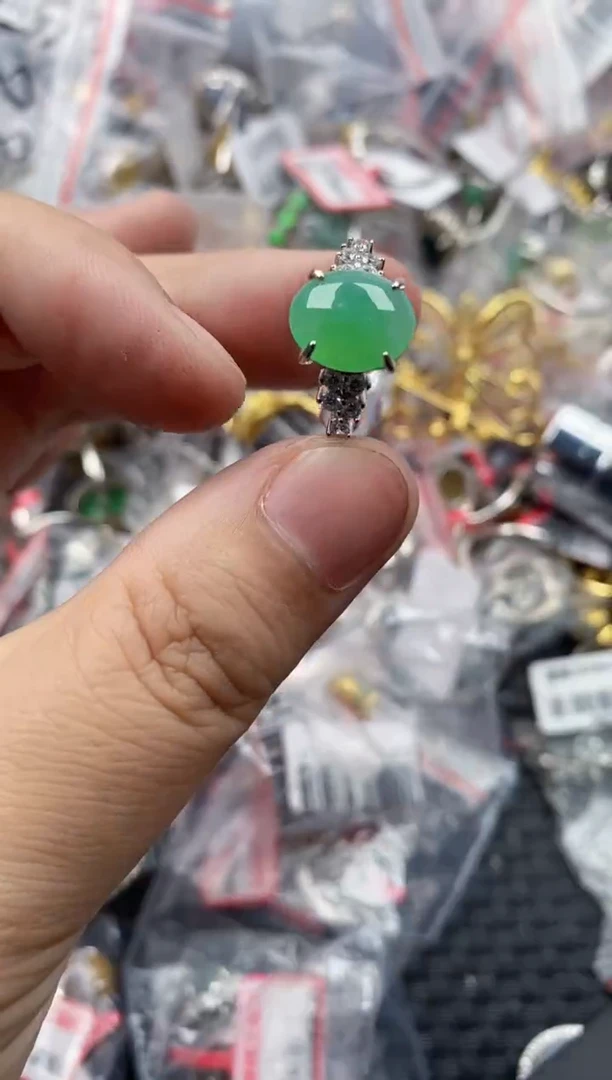 银S925镶嵌戒指翡翠7777   3