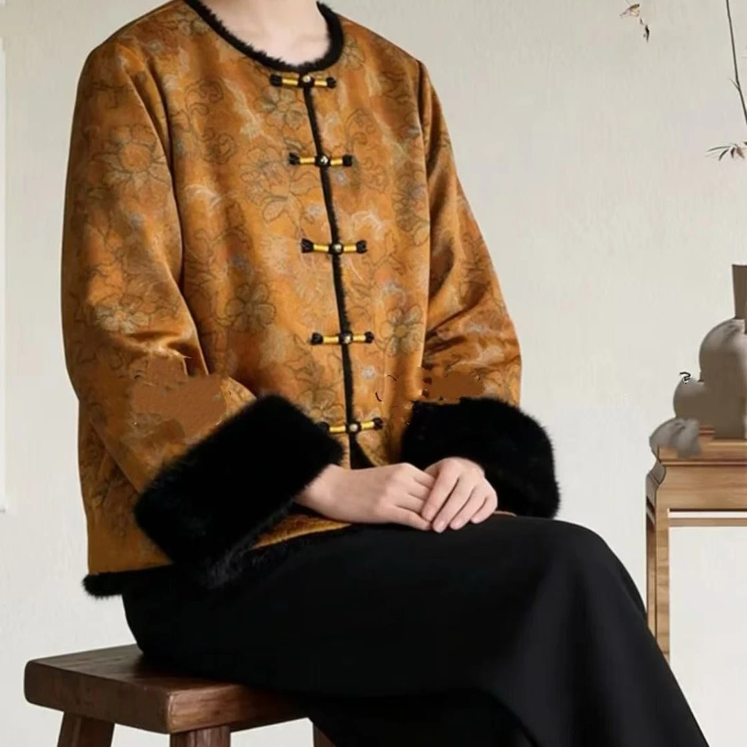 【锦堂】新中式双面双穿冬季减龄时尚保暖修身外套F188