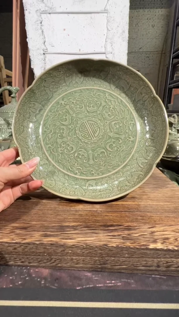 微瑕耀州窑百福盘