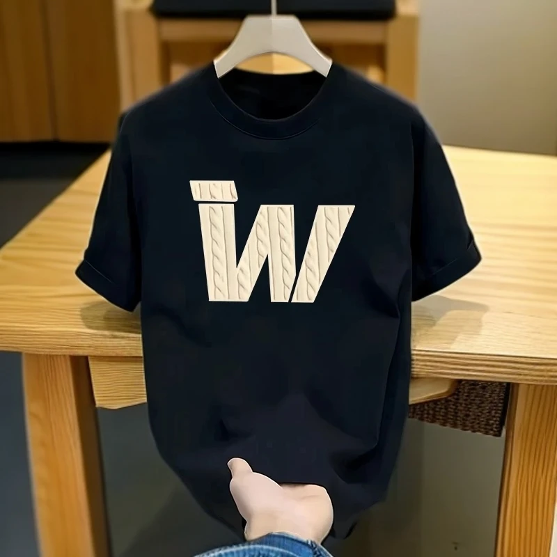 短袖嘻哈风搞笑男士冰丝短袖T恤打底衫修身圆领宽松夏季半袖印花