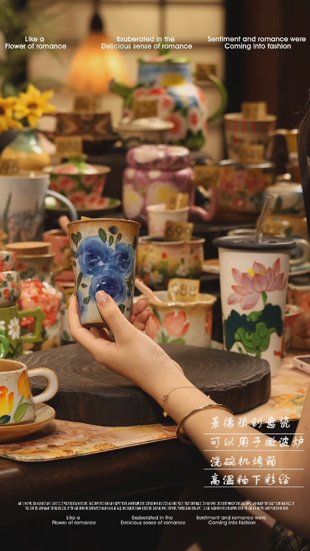 陶瓷景德镇高温釉下彩绘设计师款式