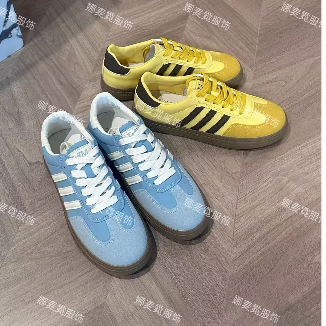 【麦霓专属】厚底德训鞋女2025春季新款小众复古黄色运动休闲板鞋