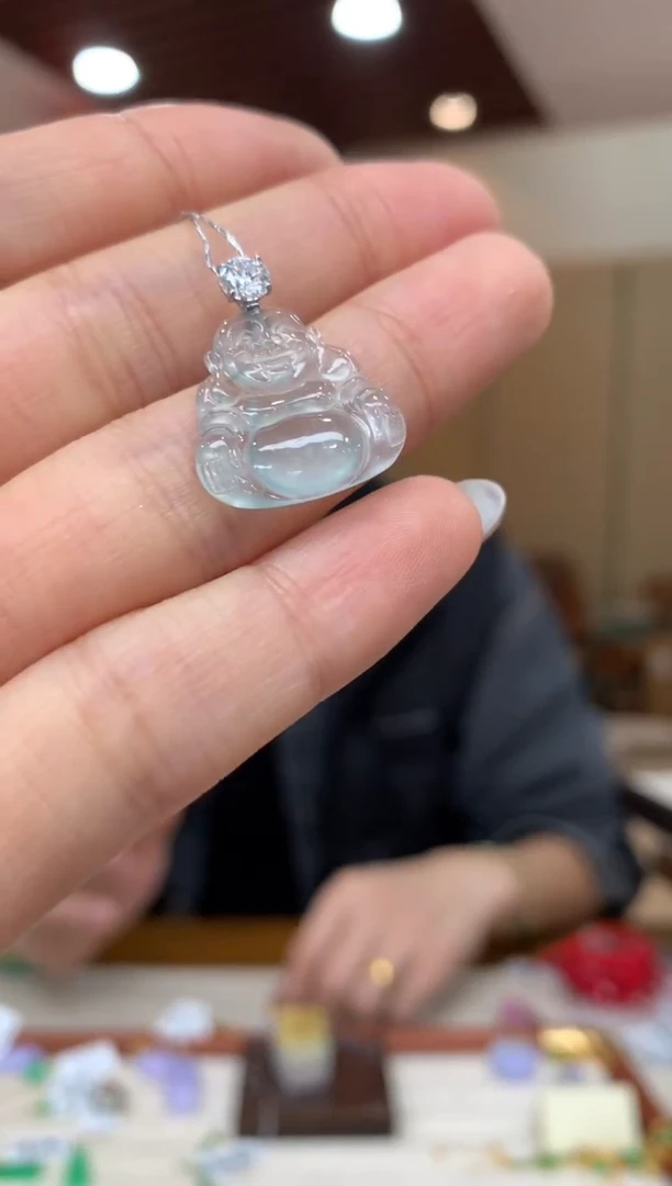 吊坠(不含链)18K金镶嵌翡翠佛公