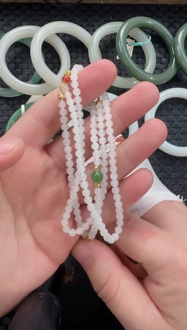 颈饰未镶嵌和田玉4mm小米链设计款