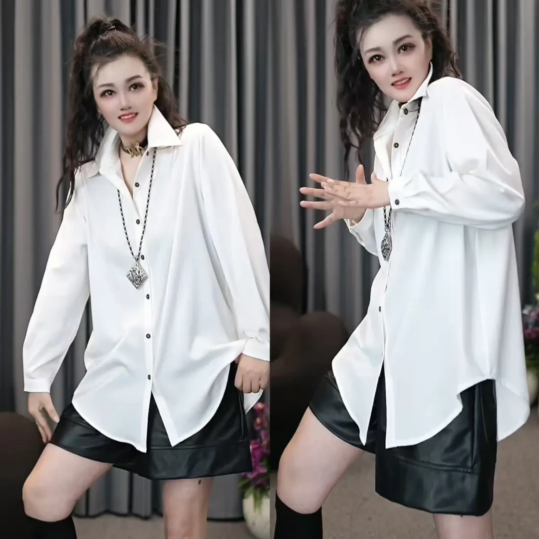 9068#新款极简纯色休闲百搭宽松高级衬衫