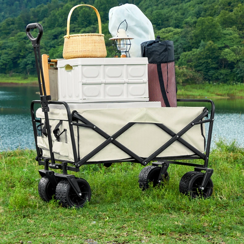 露营车推拉两用车户外露营野餐烧烤踏青车夜市摆摊买菜折叠车