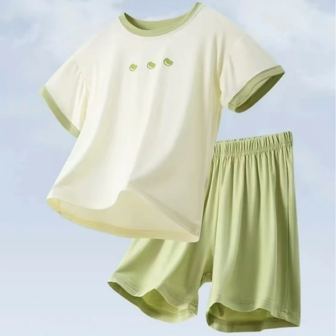 拉拉及旗下品牌夏季新款男女宝冰川棉家居服套装