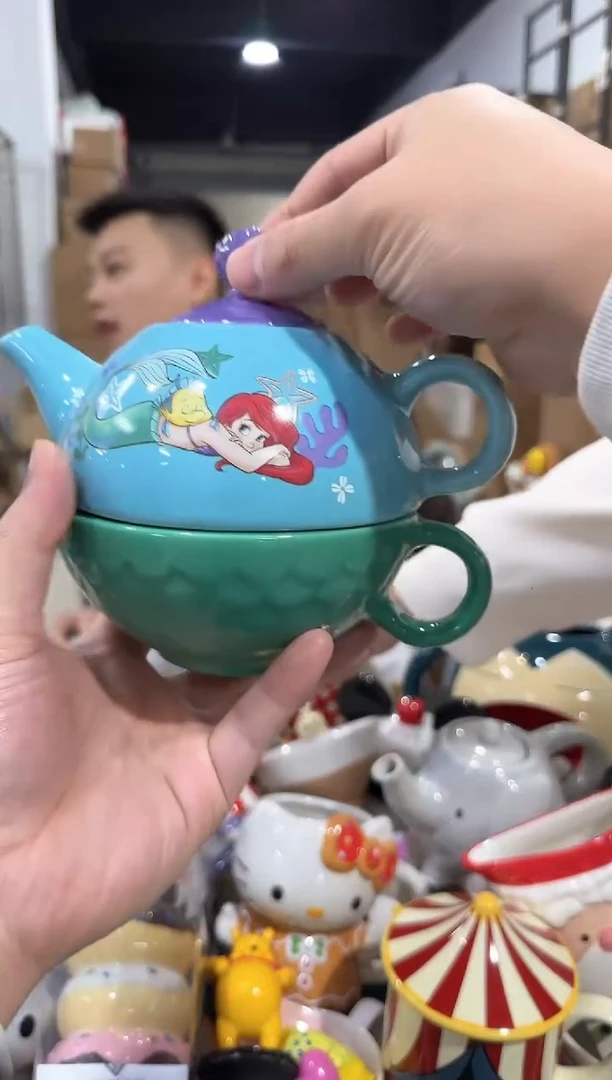 瓷片美人鱼子母壶