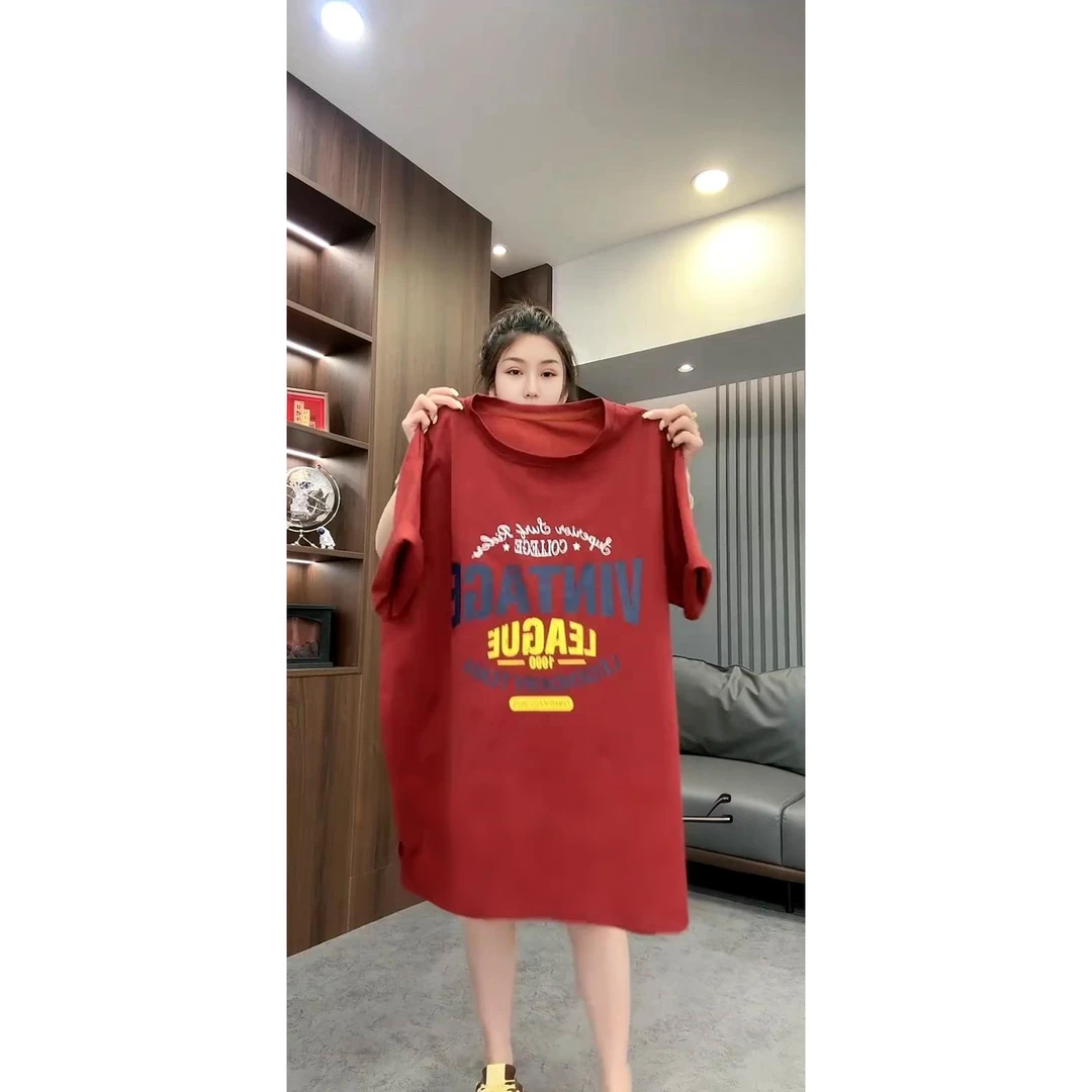 夏季新款休闲大版宽松字母印花圆领半袖T恤