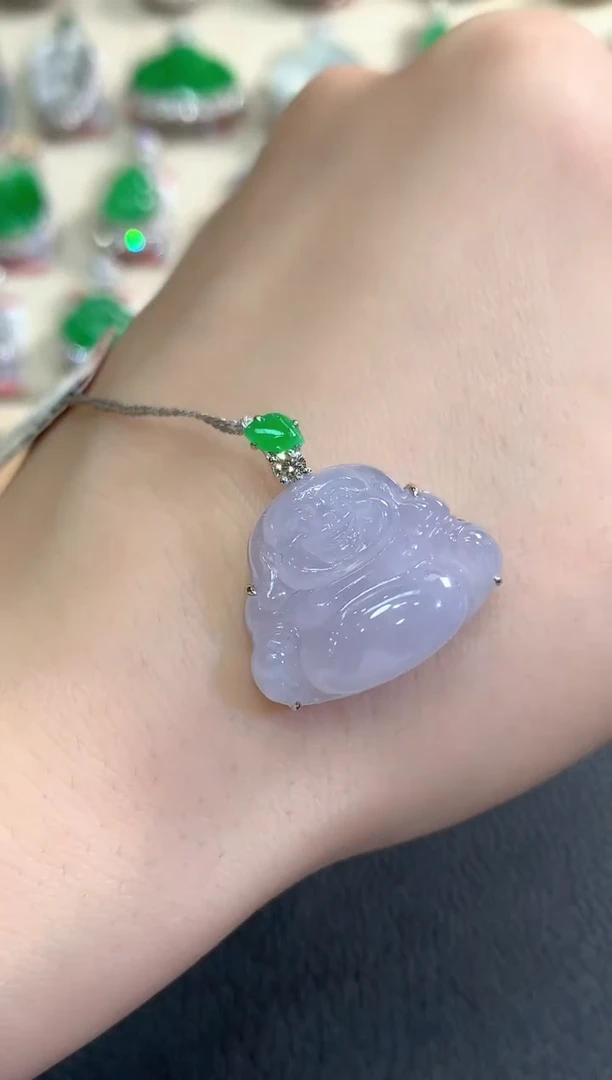 吊坠(不含链)18K金镶嵌翡翠秋日珠宝Q34