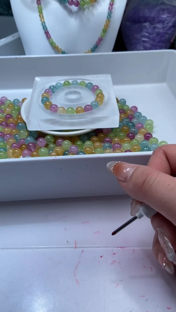 颈饰未镶嵌水晶W2509彩虹碧玺10MM*9颗