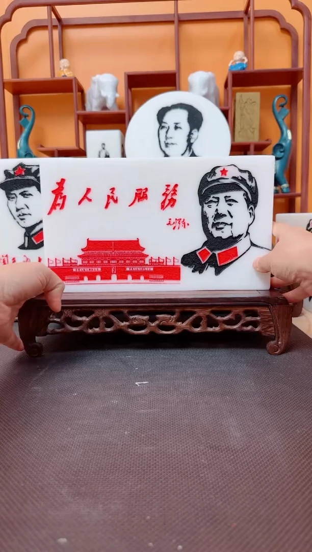石材28×16×3.8汉白玉精品摆件