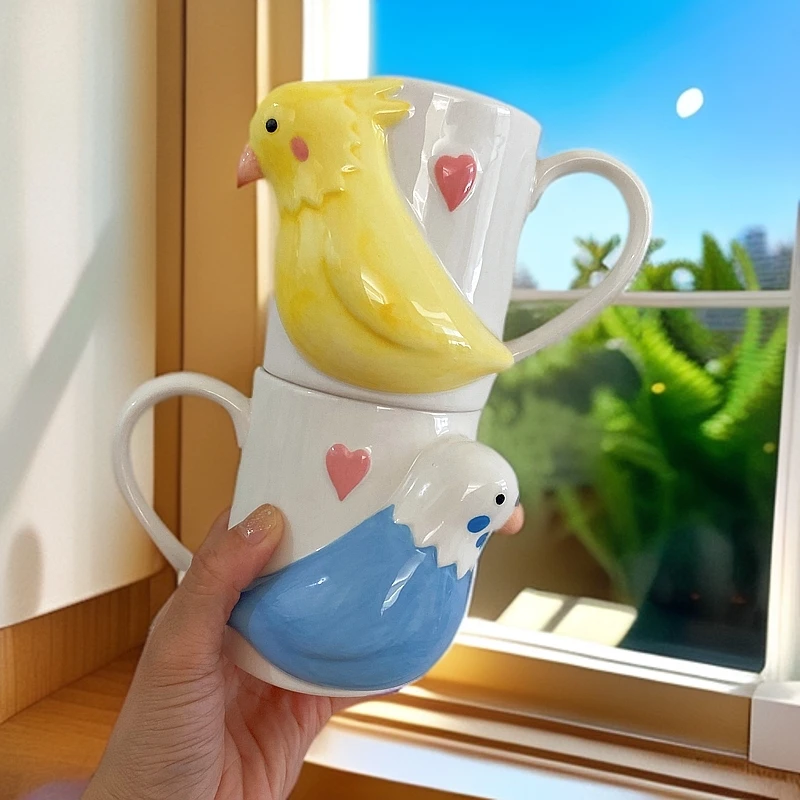 日剧《月薪娇气》同款鹦鹉马克杯可爱陶瓷杯创意情侣对杯送礼摆设