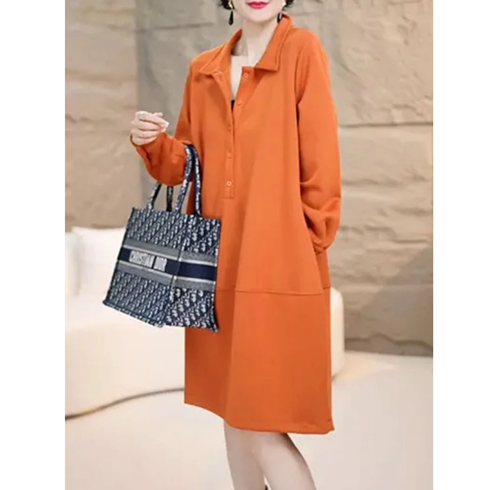 百搭卫衣连衣裙女款爆款2025春秋新款高档时尚宽松显瘦休闲中长裙