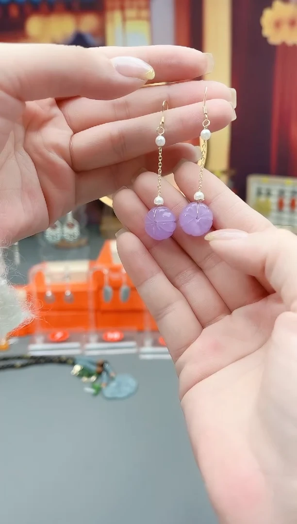 未镶嵌石英质玉（非洲翠）耳钉504