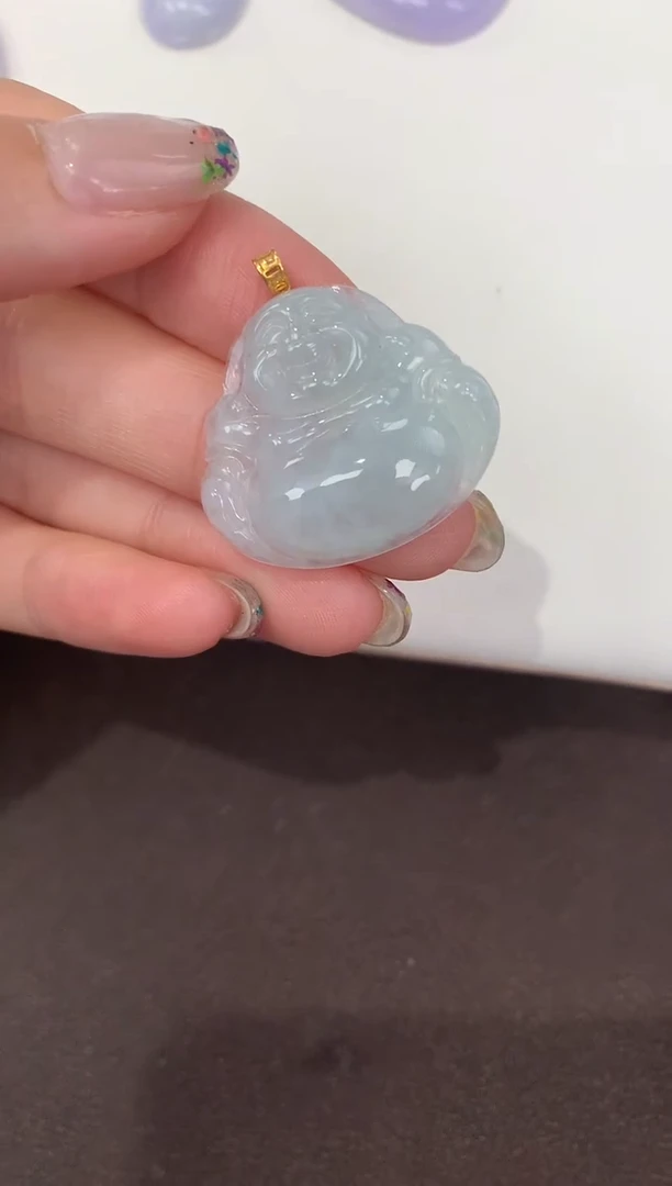 颈饰18K金镶嵌翡翠天然缅甸A货翡翠