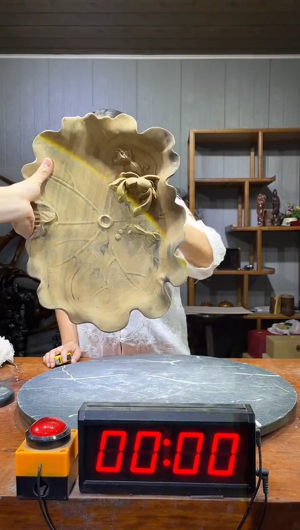 金丝楠?****?无漆无腊荷叶盘